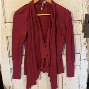 Red open front thin cardigan